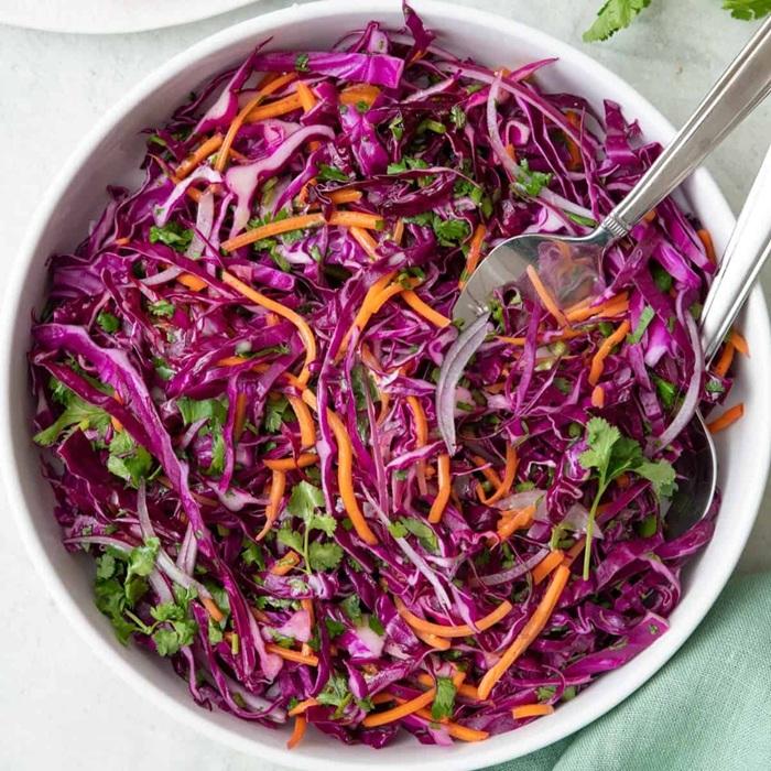 Tangy carrot, cabbage & onion salad